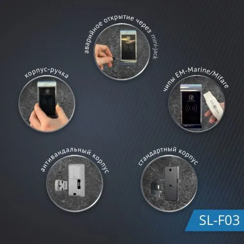 Мебельный электронный замок Ozlocks с программным управлением 13,56 MHz SL-F03/L/MF/P фото 4